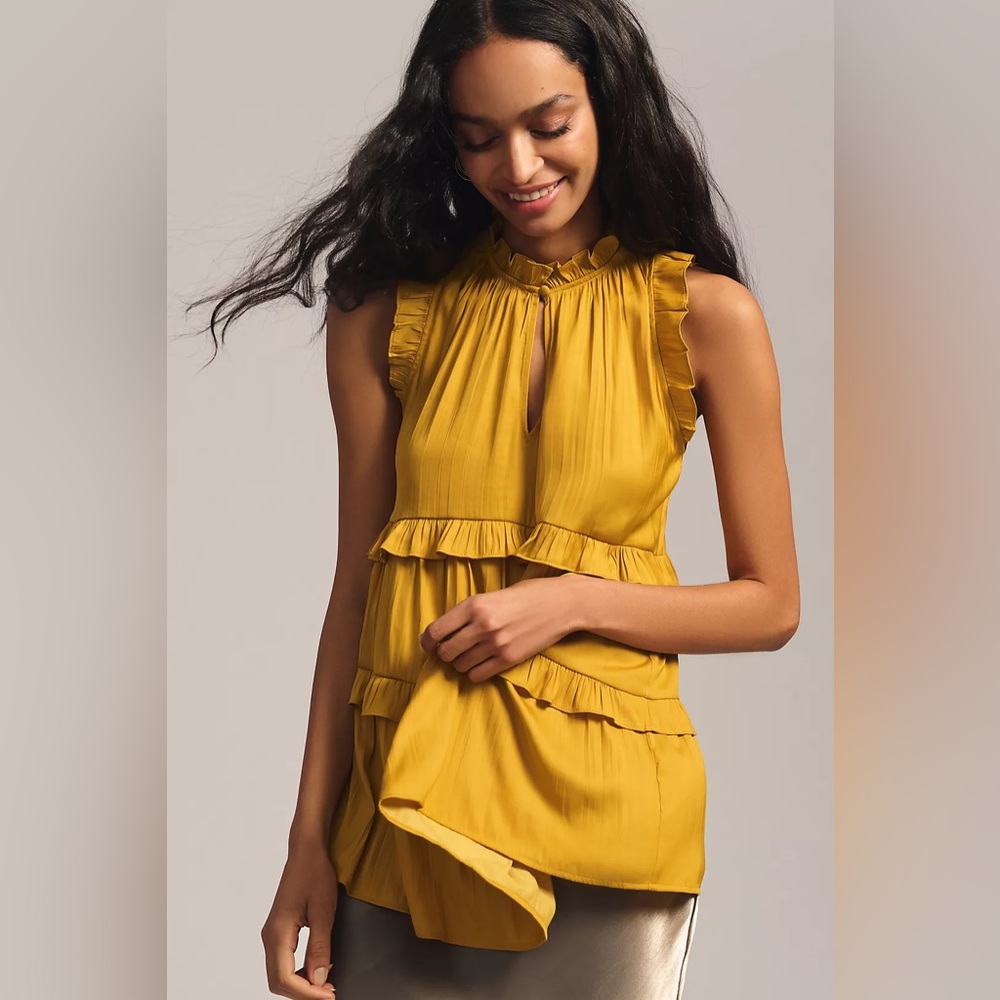 Anthropologie Golden Sleeveless Blouse